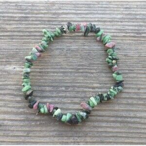 Ruby in Fuchsite Chip Bracelet Natural Dragon Stone Stretch 7"